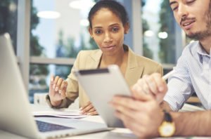 women looking at tablet
